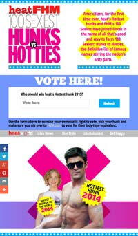 Hunks & Hotties voting microsite | FHM and Heat