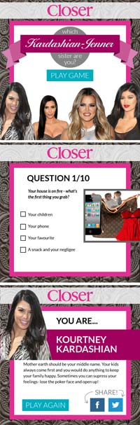 Which Kardashian are you? | Closer magazine website